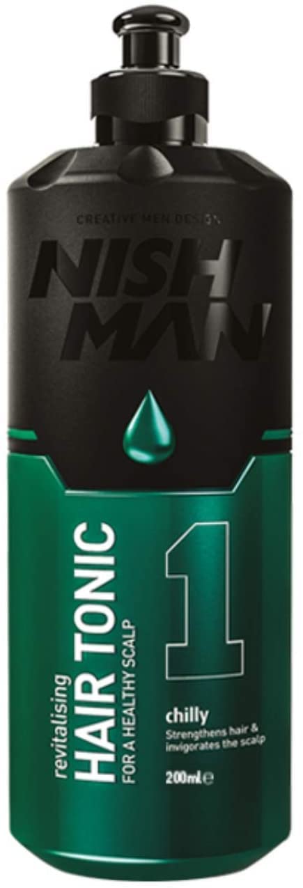 [Australia] - Nish Man Grooming Chilly Hair Tonic - Nishman Tonic Revitalizing Refreshing for a Healthy Scalp - Accelerates Blood Circulation - Prevents Dandruff - Slow Down Male Hair Loss – 400ml 
