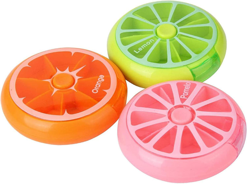 [Australia] - Creative Portable Mini 7 Day Weekly Circular Shape Rotary Cute Fruit Style Pill Storage Case Box（Multicolor） Multicolor 