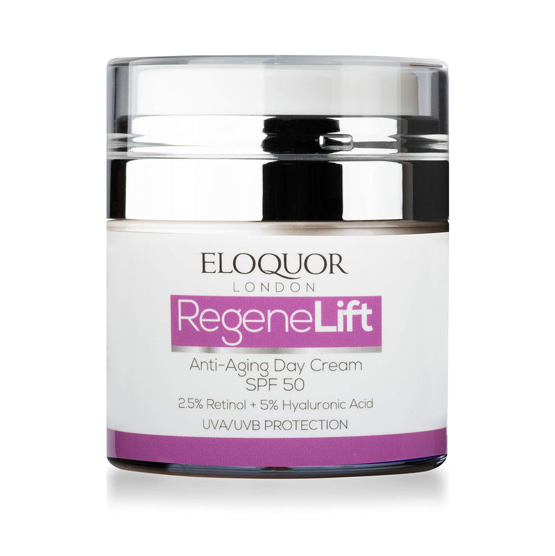 [Australia] - Eloquor RegeneLift Anti-Aging Day Cream SPF 50 | Face Moisturiser with Retinol, Hyaluronic Acid & Aloe Vera | Reduces Signs of Aging + UV Protection | Natural, Organic & Cruelty-Free | All Skin Types 