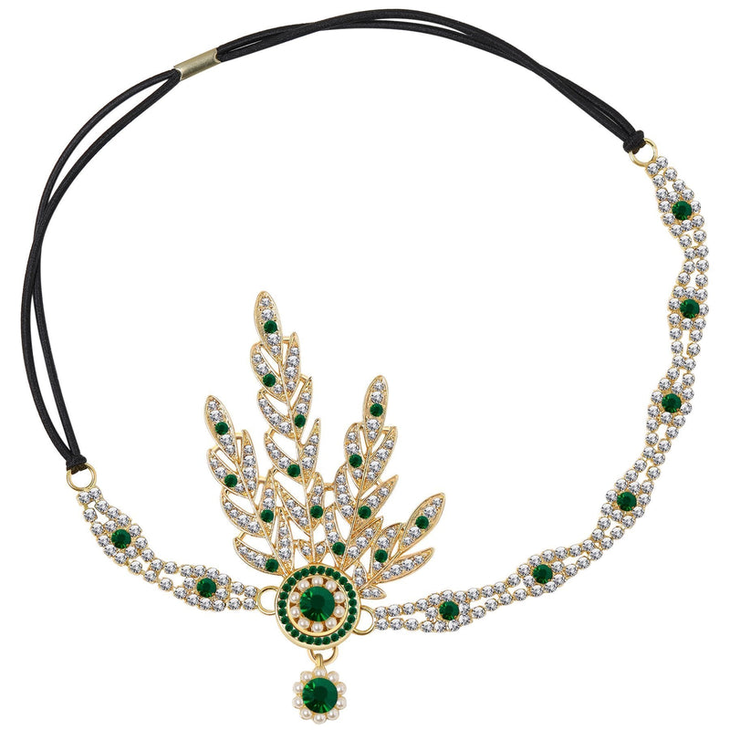 [Australia] - BABEYOND 1920s Headpiece Flapper Headpiece Vintage 1920s Headband Great Gatsby Accessories Women Roaring 20's Accessories with Gift Box Green 