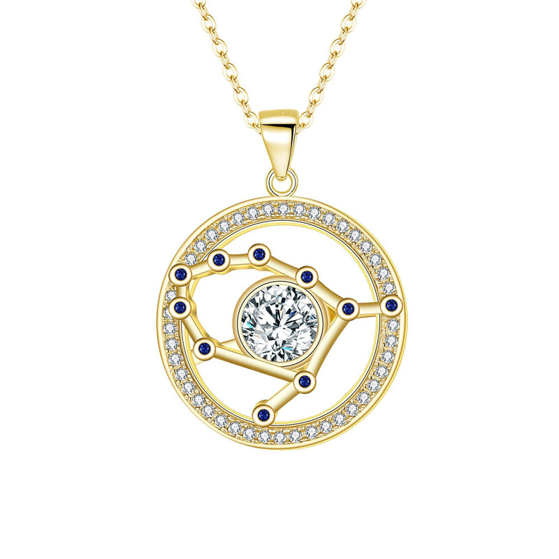 [Australia] - FANZE Women 925 Sterling Sliver CZ Horoscope Zodiac 12 Constellation Pendant Necklace Golden Birthday Gift Jewellery Gemini 