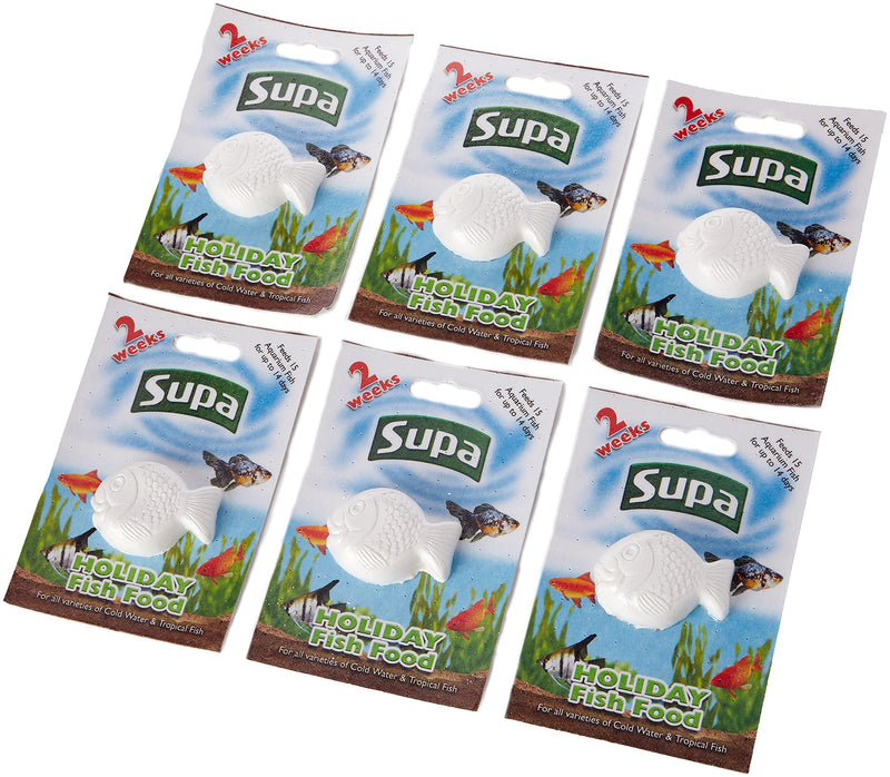 [Australia] - Supa Aquarium Holiday Fish Food, 14 Days, Pack of 6, Easy To Use, Slow Releasing Food Block For Feeding Cold Water & Tropical Aquarium Fish 