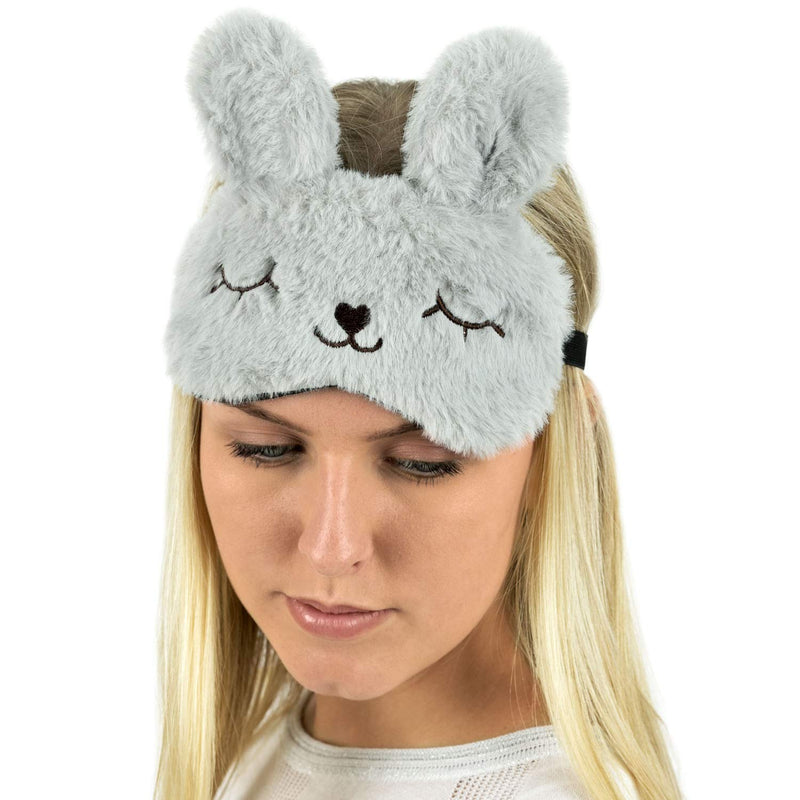 [Australia] - TOSKATOK Ladies Kids Fun Animal Character Travel Sleeping Eye Sleep Mask with Cooling Gel Pad for Improved Restful Sleeping A-grey Bunny 