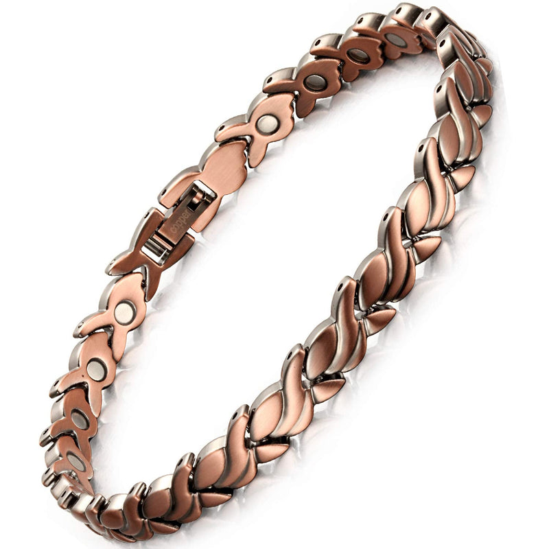 [Australia] - RainSo Womens Pure Copper Bracelets Wristband with 3 Buckle Easy to Adjustable with Gift Box & Removal Tool 
