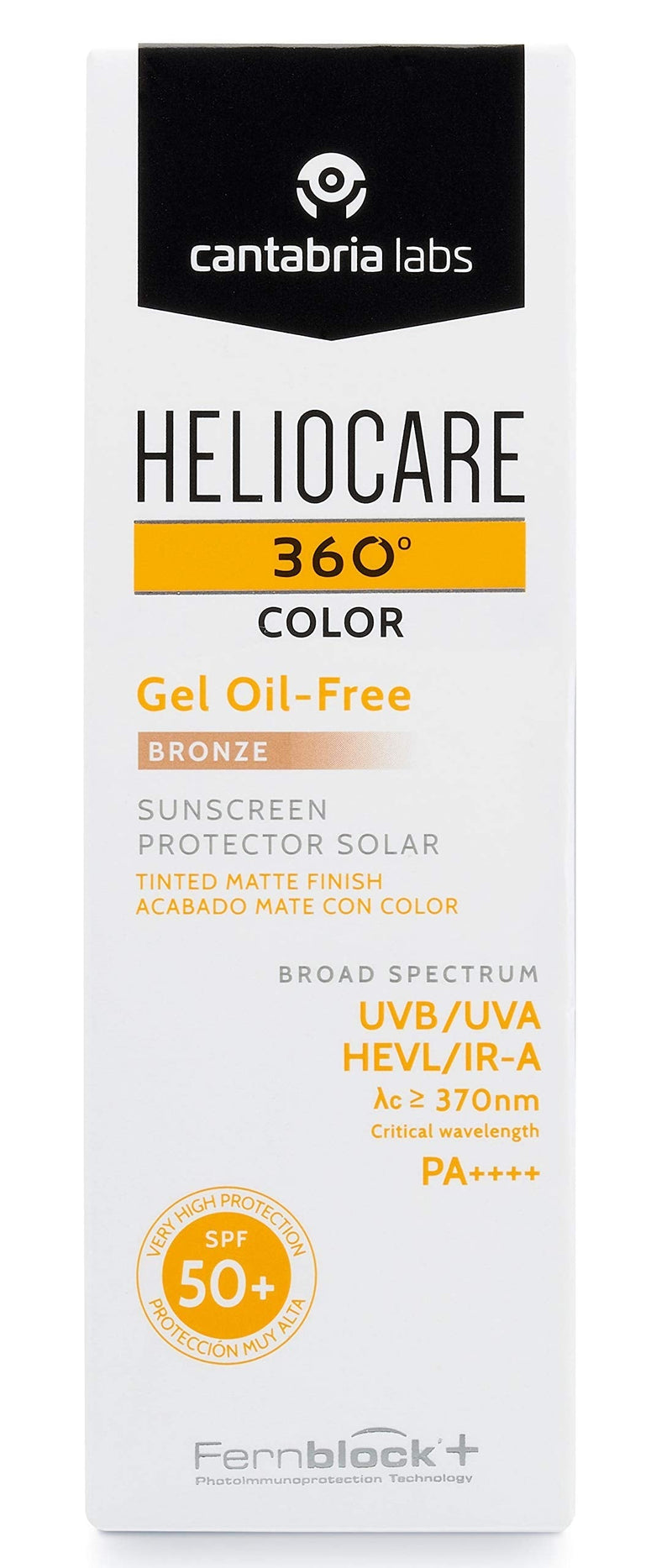 [Australia] - Heliocare 360 Colour Gel Oil-Free Bronze SPF50+ 50ml / Sunscreen For Face/Daily UVA UVB Visible Light Infrared-A Anti-Ageing Sun Protection/Matte Foundation Coverage 