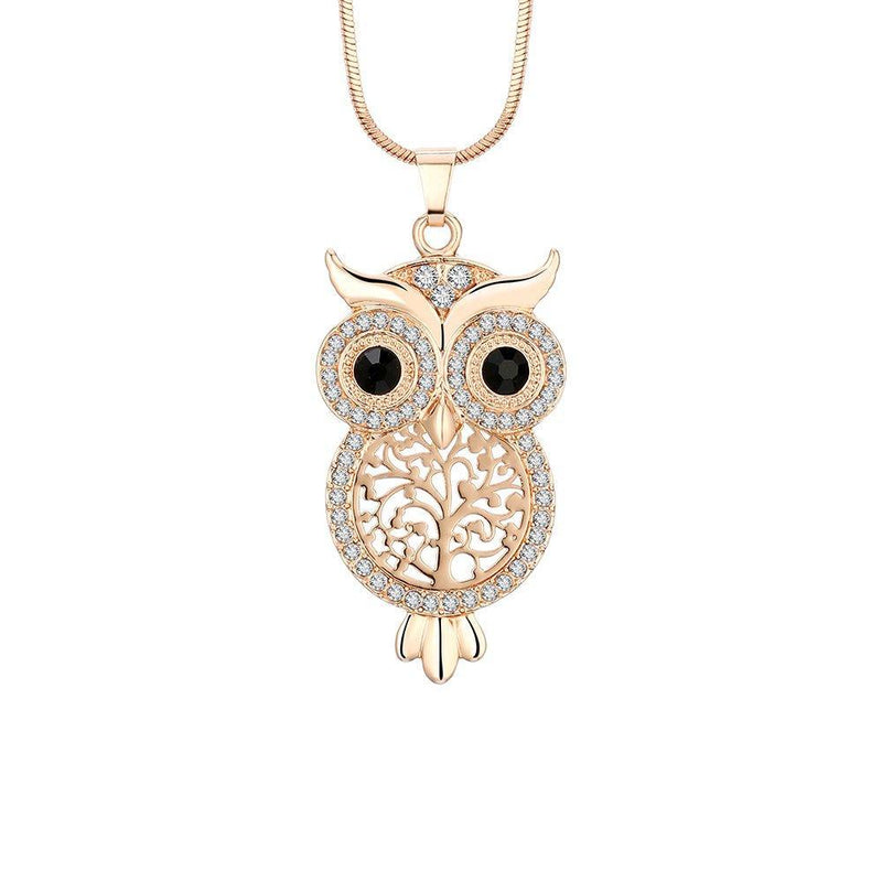 [Australia] - Ouran Necklace for Women,Owl Pendant Necklace Girl Gift Rose Gold Silver Chain Choker Necklace with CZ Crystal Rose Gold Plated 
