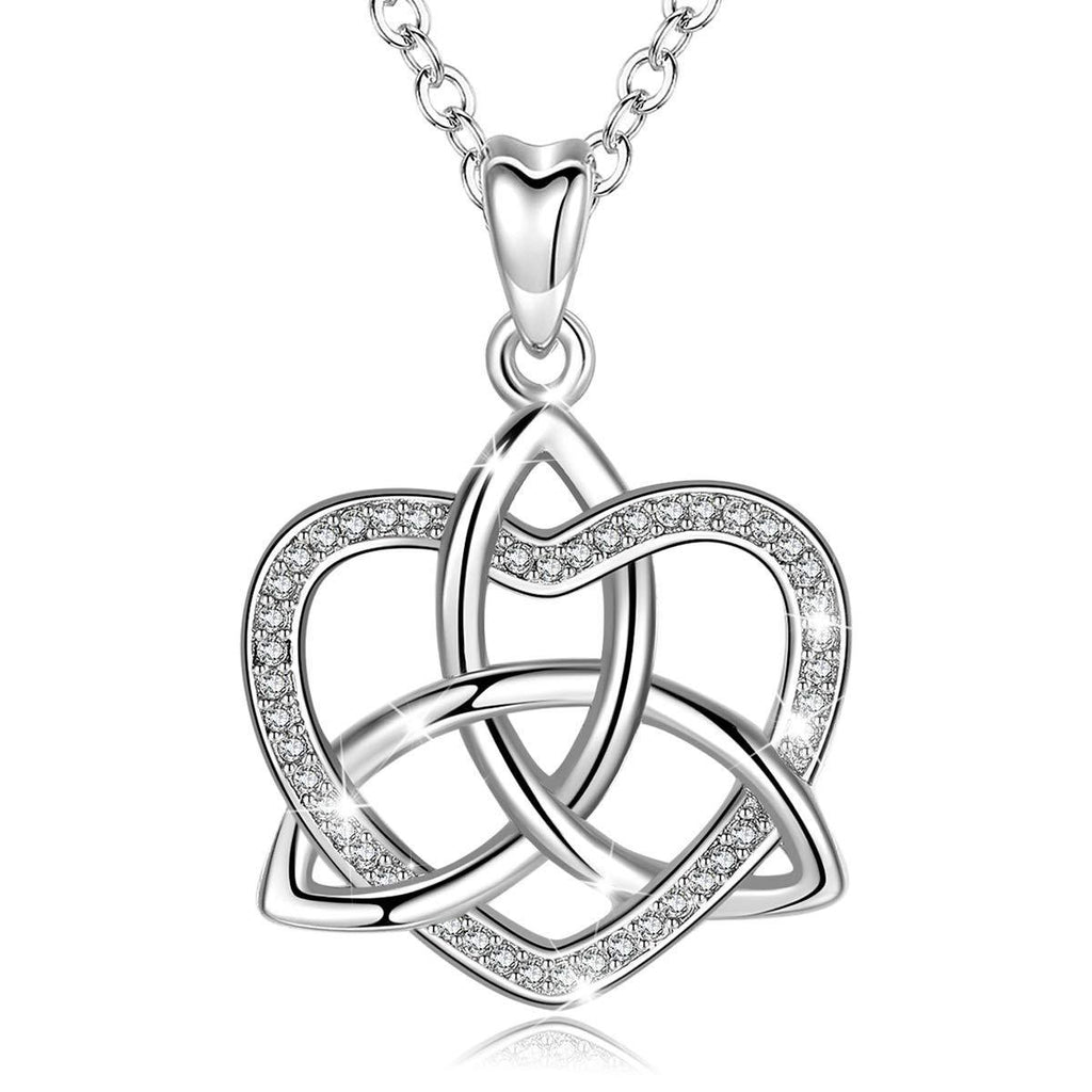 [Australia] - Vintage 925 Sterling Silver Celtic Knot Necklaces for Women Girls, CELESTIA Fine Jewellery, Mothers Day Anniversary Valentines Day Gifts for Her, Endless Love Heart & Triquetra 