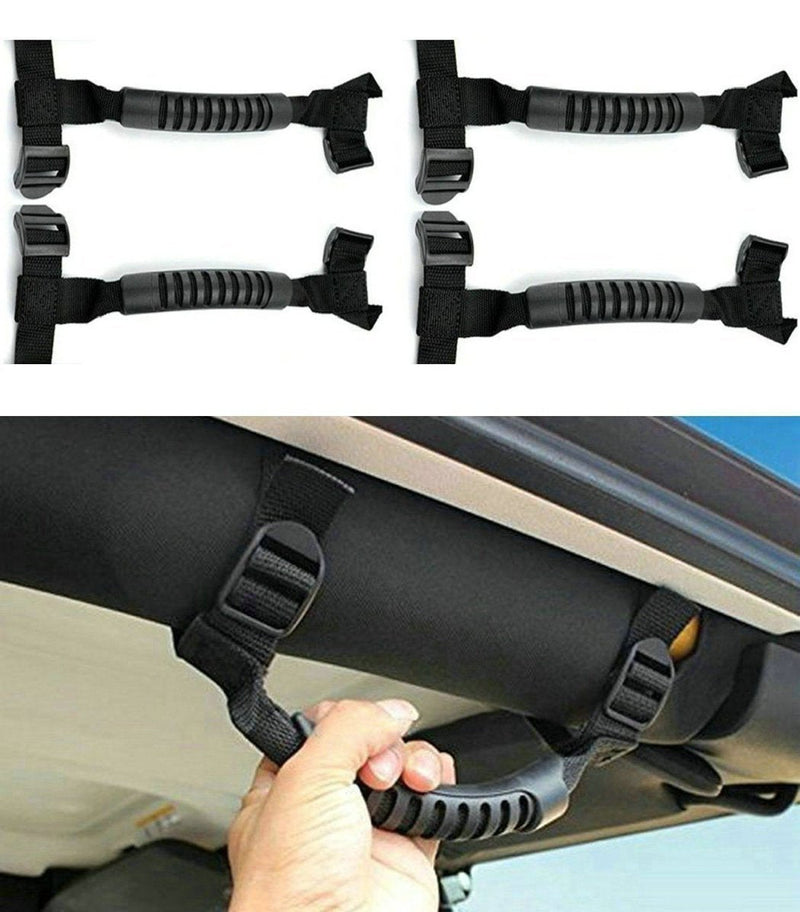 [Australia] - Beside_Auto 4 x Black Roll Bar Grab Handles Grip Handle For Wrangler YJ TJ JK JK JL JLU Sports Sahara Freedom Rubicon X & Unlimited 1995-2018 (Black) 