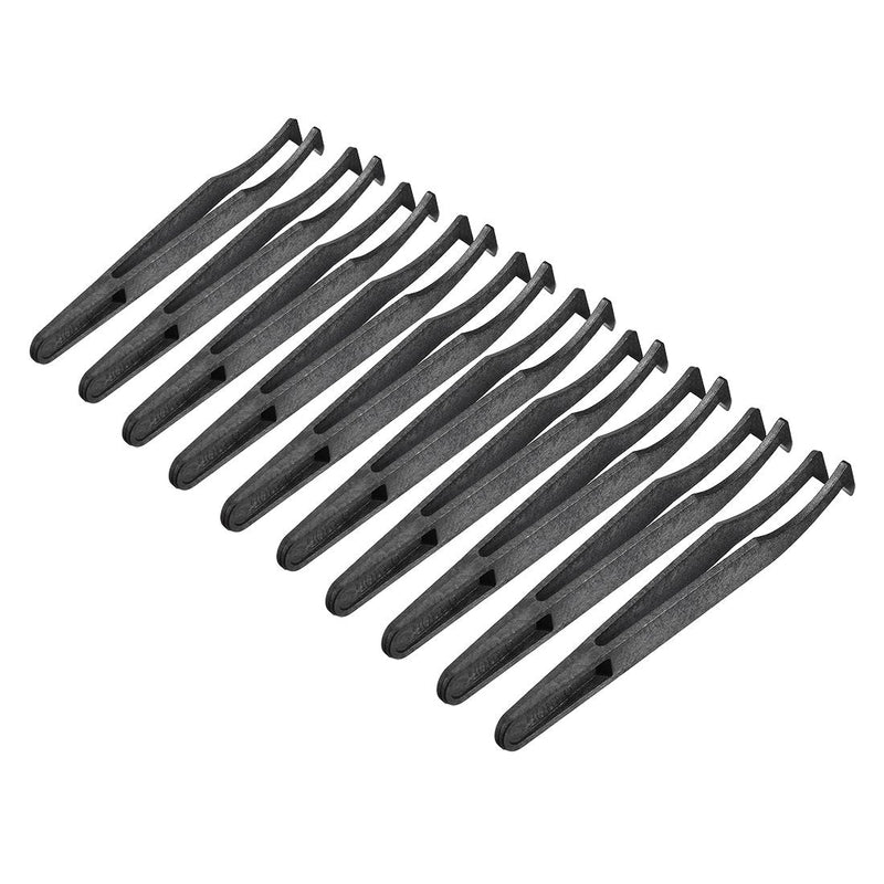 [Australia] - sourcingmap Plastic Anti-Static Tweezers, Precision Curved Tip for Jewelry Craft DIY Beauty Electronics Repair Tool Black 10 Pcs 
