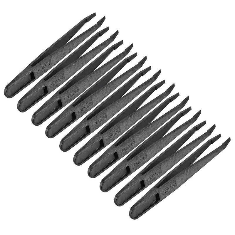 [Australia] - sourcingmap Plastic Anti-Static Tweezers, Precision Slant Tip for Jewelry Craft DIY Beauty Electronics Repair Tool Black 10 Pcs 