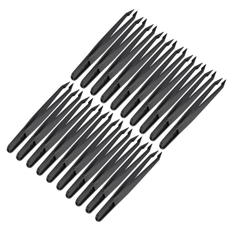 [Australia] - sourcingmap Plastic Anti-Static Tweezers, Precision Slant Point Tip for Craft DIY Beauty Electronics Repair Tool Black 20 Pcs 
