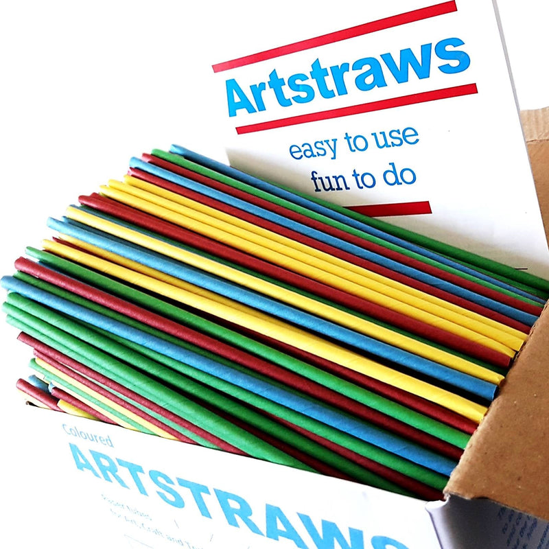 [Australia] - Amazing Arts and Crafts ARTSTRAWS MINI SCHOOL PACK COLOURED PAPER STRAWS ART STRAWS THIN GREEN RED YELLOW BLUE 