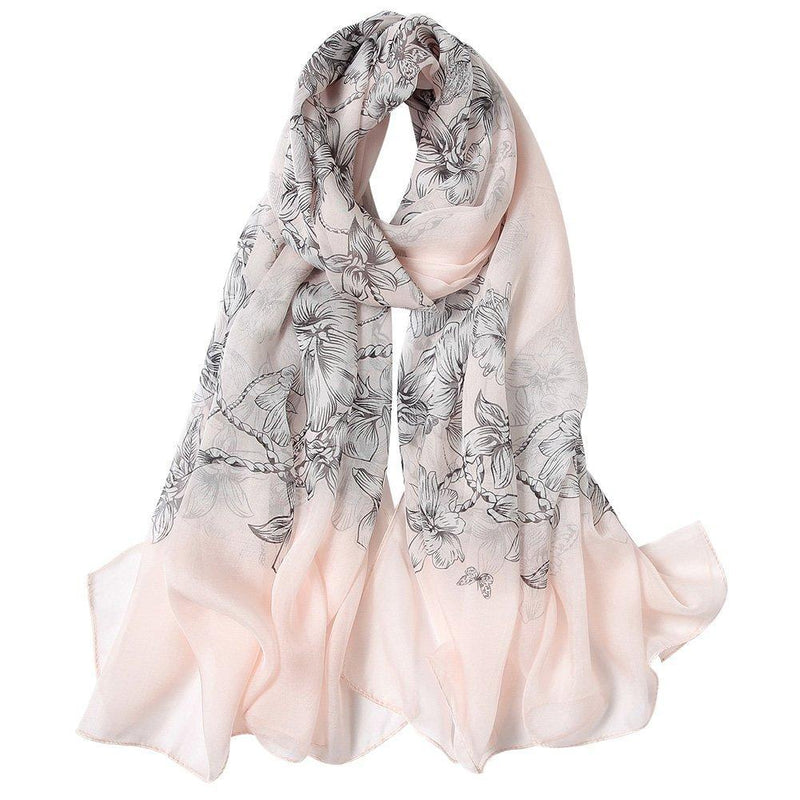 [Australia] - STORY OF SHANGHAI Women's Mulberry Flower Print Large Silk Shawl Scarf Wraps 68 * 43 Inches #6 