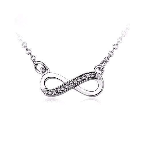 [Australia] - IzuBizu London Womens 925 Sterling Silver Infinity White Crystal Love Pendant Bowknot Heart Collar Necklace 