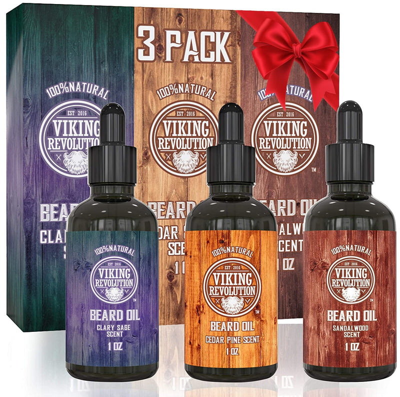 [Australia] - Beard Oil Conditioner 3 Pack - All Natural Variety Gift Set - Sandalwood, Pine & Cedar, Clary Sage Conditioning and Moisturizing for Healthy Beards 28.35 g (Pack of 3) 