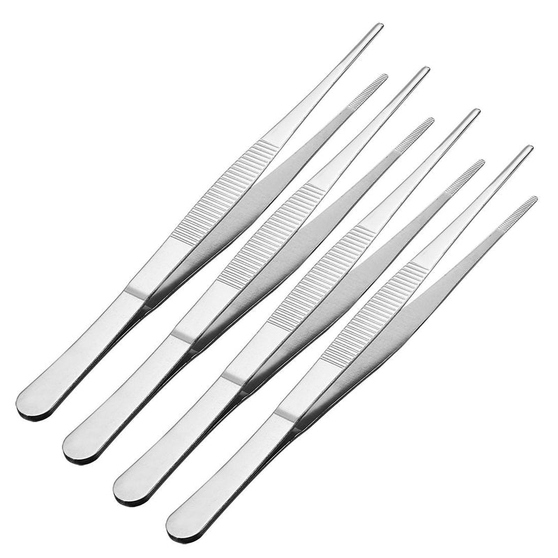 [Australia] - sourcingmap 4 Pcs 8-Inch Stainless Steel Straight Blunt Tweezers Serrated Tip Daily Garden Tool 8",Straight Blunt,4Pcs 