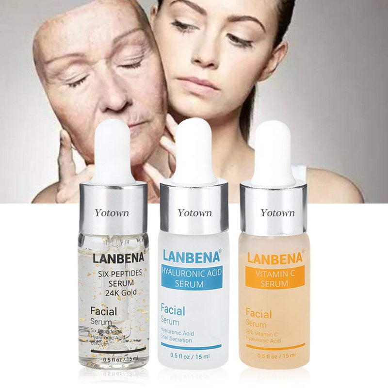 [Australia] - LANBENA Hyaluronic Six Peptides Serum 24K Gold Anti-aging + Hyaluronic Acid and Snail secretion filtrates Moisturize + Vitamin C Serum Whitening Skin Care Essence (01) 