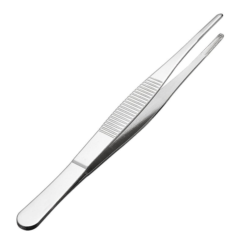 [Australia] - sourcingmap 1 Pcs 6.3-Inch 430 Stainless Steel Straight Blunt Tweezers with Serrated Tip Daily Garden Tool 