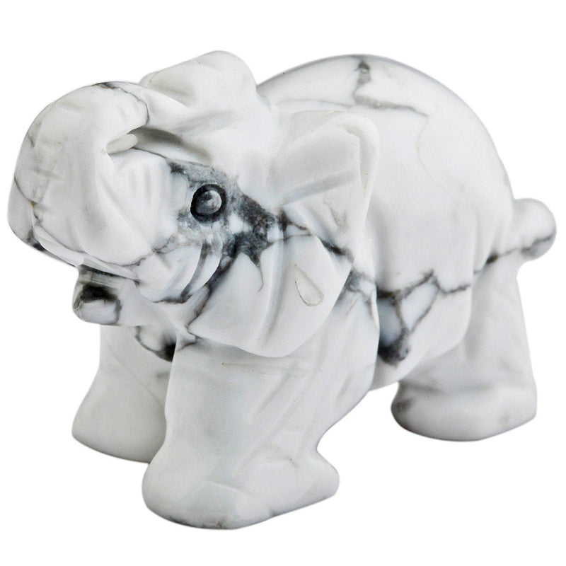 [Australia] - mookaitedecor White Howlite Turquoise Elephant Ornament Figurine,Healing Crystal Energy Gemstone Reiki Statue Home Decor,1.5 Inches 