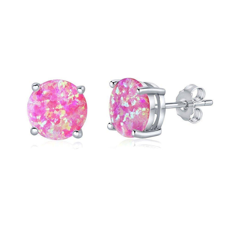 [Australia] - SILVEGO - JJJEBP302004 - Women 925 Sterling Silver Stud Earrings with Pink Synthetic Opal 
