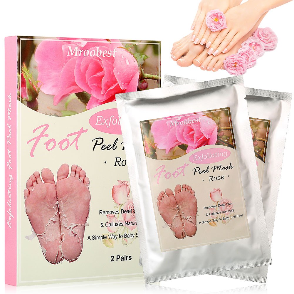 [Australia] - Foot Peel Mask, Foot Mask, Exfoliating Foot Mask, Exfoliating Socks, Exfoliating Callus Peel Booties, Natural Exfoliator for Dry Dead Skin, Cracked Heel Detox, Repairs Rough Heels - 2 Pairs Rose 