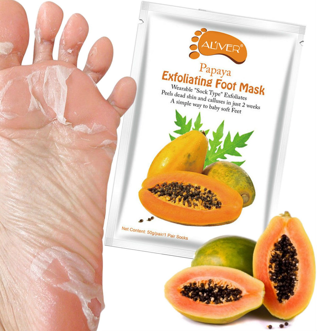 [Australia] - Aliver® Exfoliating Peeling with Papaya Extract Feet Foot Mask Socks Foot Care Renew Foot Dead Cracked Skin Corn Remover, Peel Away Calluses & Dead Skin Cell in 7 Days Fit Up to Size 11UK / 46EU 