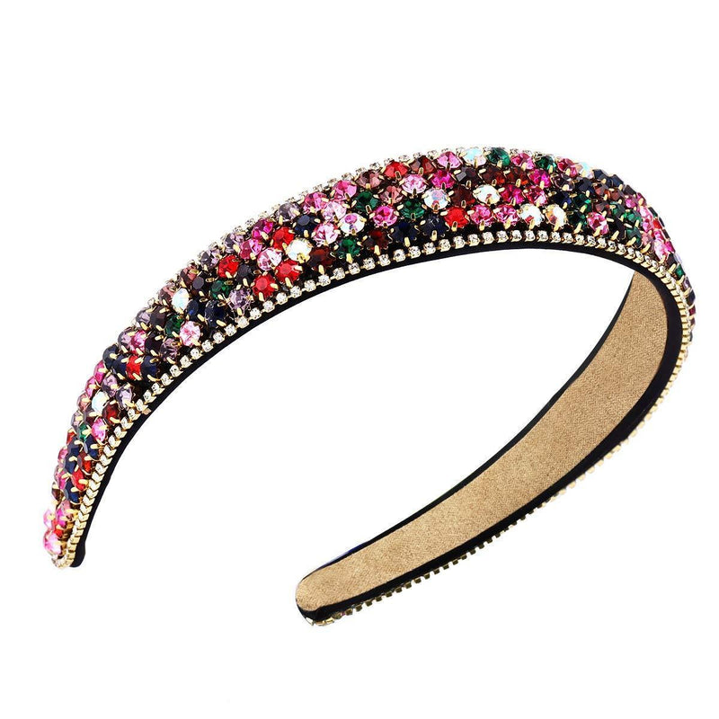 [Australia] - Frcolor Rhinestone Crystal Beaded Wide Bling Glitter Headband Hairhoop Hairband for Women Girls 