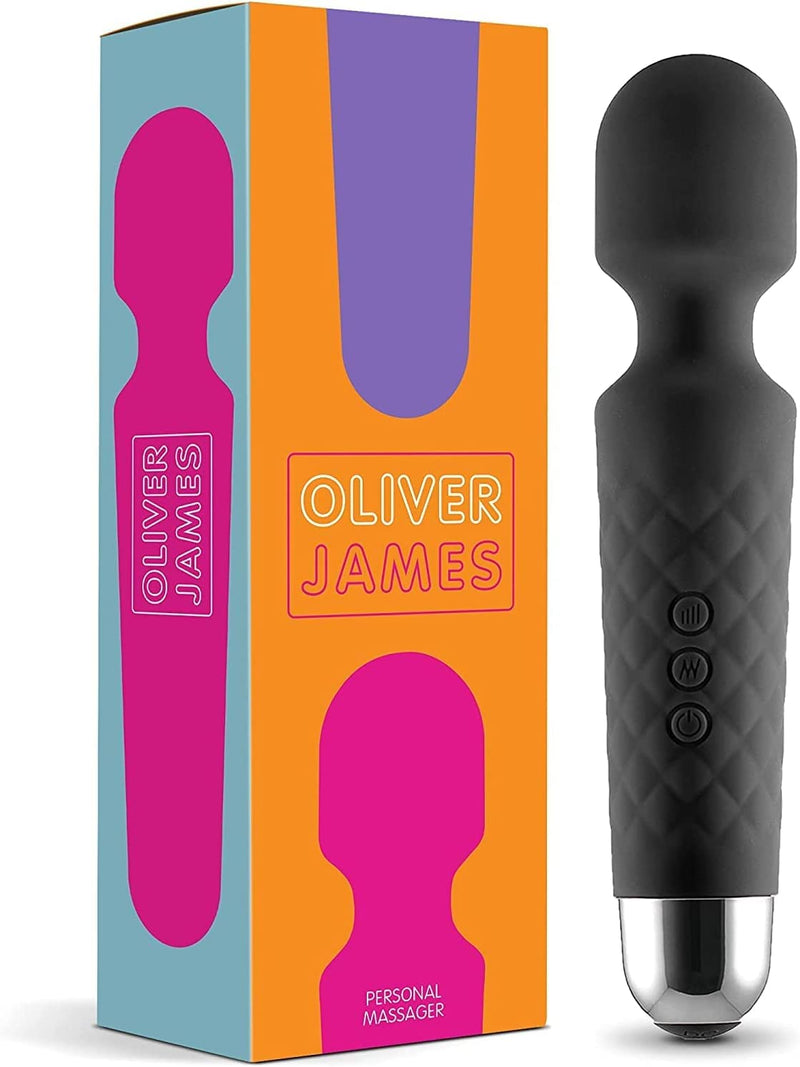 [Australia] - Oliver James Personal Body Massager - Quiet, Waterproof, Powerful, Wireless, Rechargeable Travel Massager - 20 Vibration Patterns & 8 Speeds - Full Body Relaxation and Muscle Tension Relief (Black) Black 