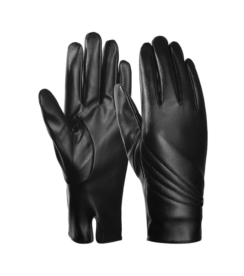 [Australia] - Womens Gloves,Touchscreen Texting Driving,Winter Warm PU Leather Gloves (style3) 