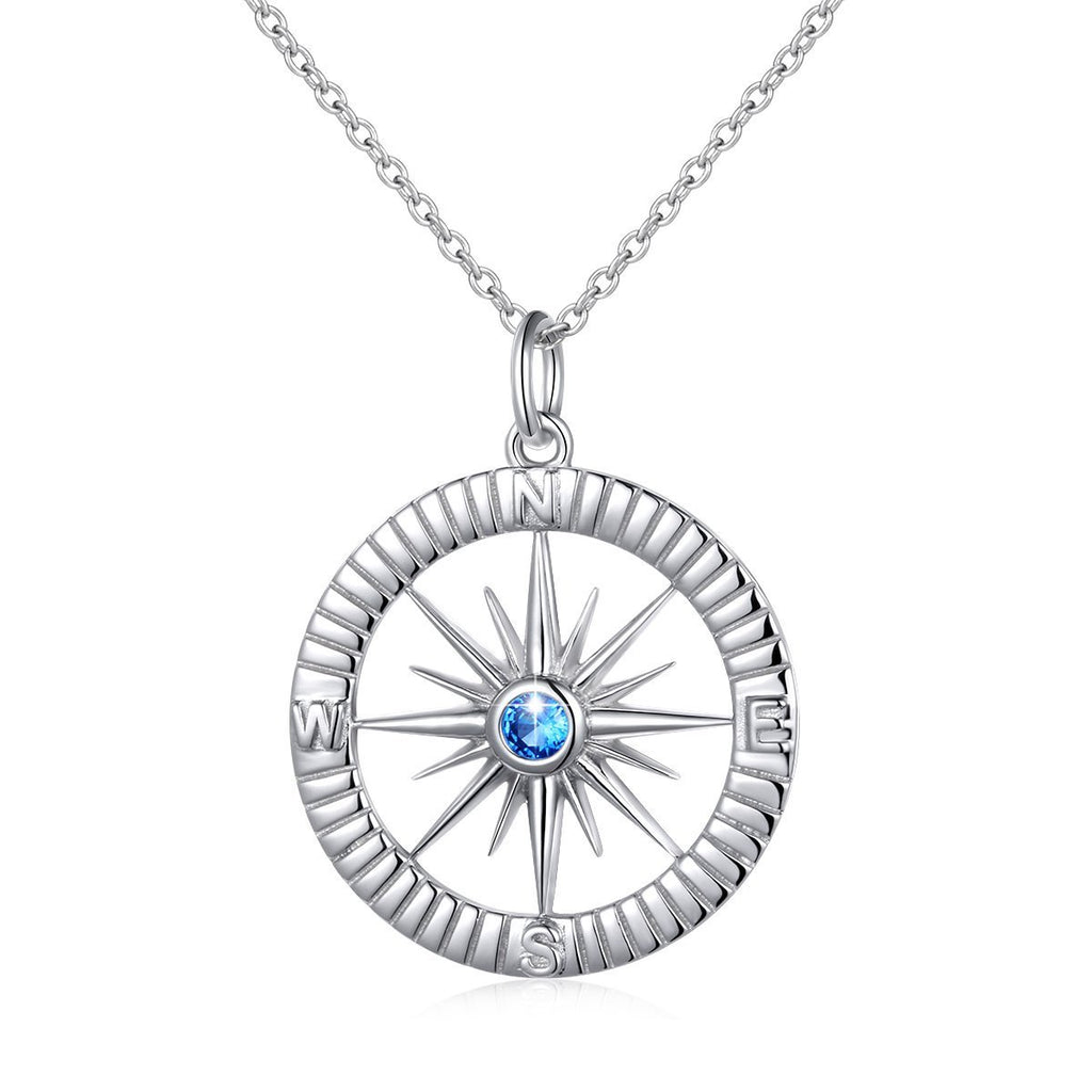 [Australia] - DAOCHONG Compass Necklace 925 Sterling Silver No Matter Where Compass Pendant Necklace for Women,18 inches 