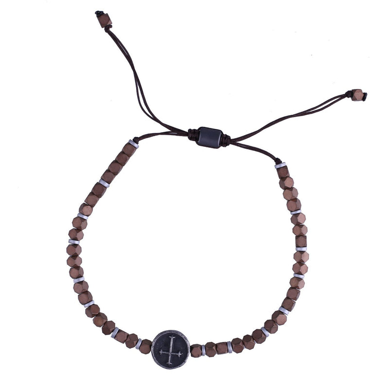 [Australia] - KELITCH Pearl Beaded Bracelets Wax Rope Wrap Bracelets Miyuki Beads Friendship Jewelry for Women Cross Brown 3h 