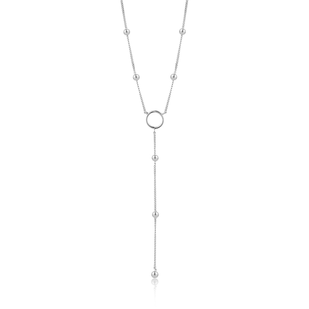 [Australia] - ANIA HAIE 925 Sterling Silver Long Statement Lariat Metal Ball Bead Drop Y Necklace for Women 