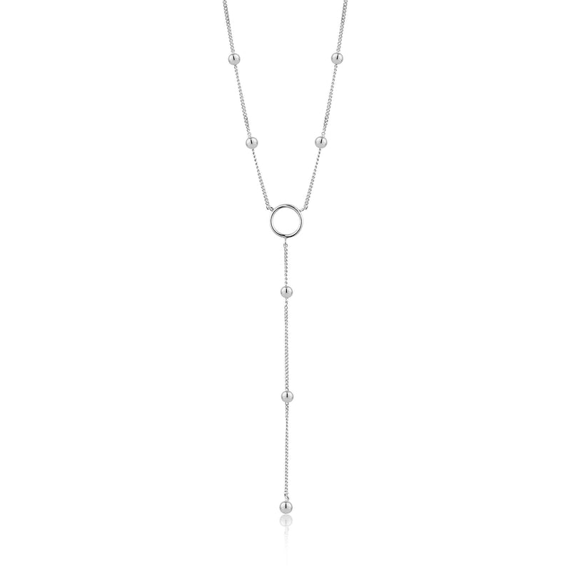 [Australia] - ANIA HAIE 925 Sterling Silver Long Statement Lariat Metal Ball Bead Drop Y Necklace for Women 