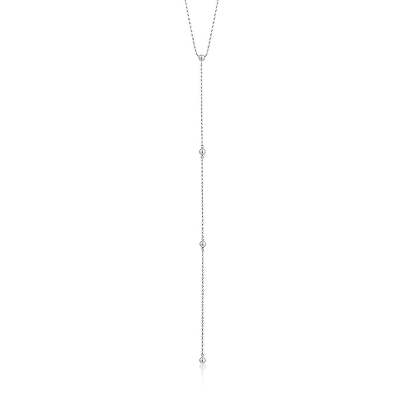 [Australia] - ANIA HAIE 925 Sterling Silver Long Metal Bead Ball Drop Luxury Y Shaped Lariat Necklace for Women 