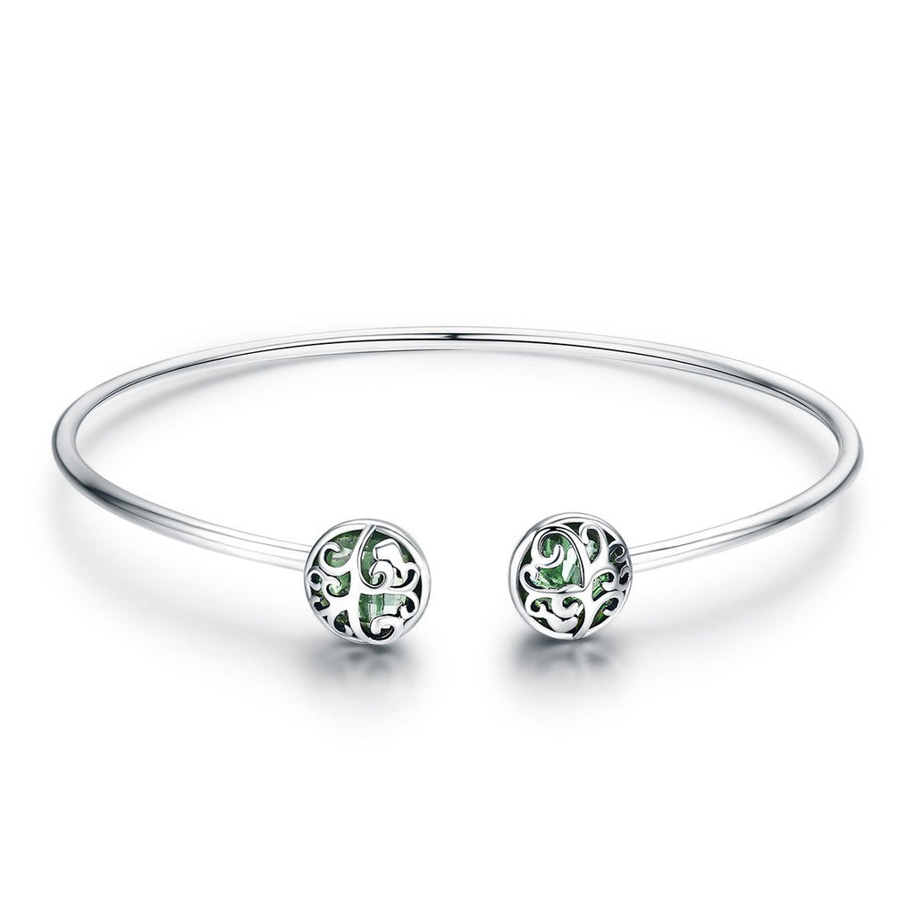 [Australia] - GOXO Tree of Life Bangle Sterling Silver Crystal Cuff Bracelet Jewellery for Women Girls 