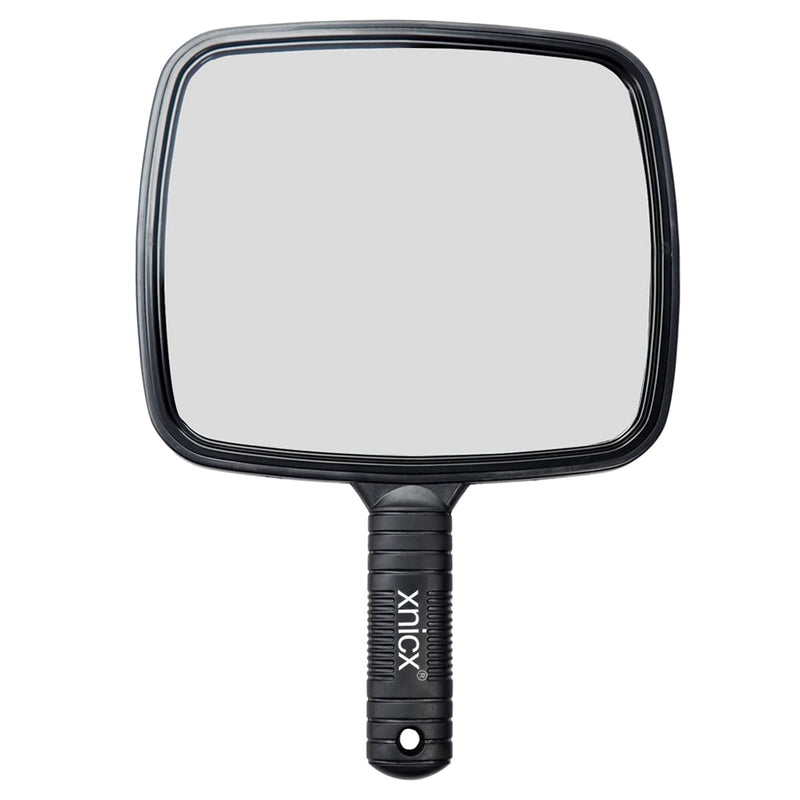 [Australia] - xnicx Hand Mirror Professional Hand Held Mirror Barbers Shaving Salon Mirrors Hairdressers Compact Mirror Tool with Handle for Travel Festival Essentials Black 1pcs Black 
