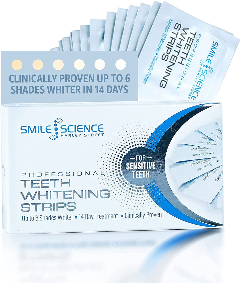 [Australia] - Smile Science Harley Street - Professional Teeth Whitening Strips - 28 Strips - Up to 6 Shades Whiter in 14 Days - 100% Enamel Safe - Vegan - Stain Remover for Teeth - Clinically Proven 