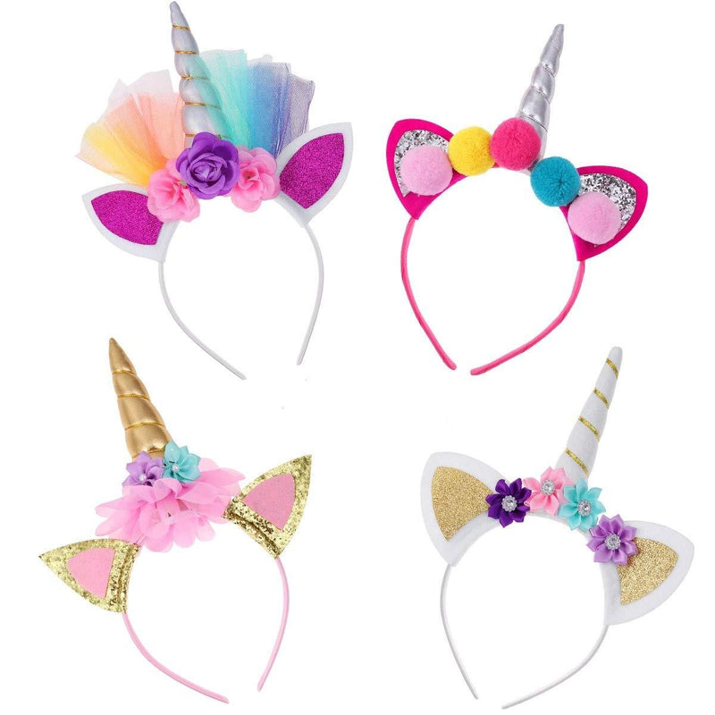 [Australia] - Frcolor Unicorn Headband Hair Accessories With Ears for Halloween Party, Pack Of 4 