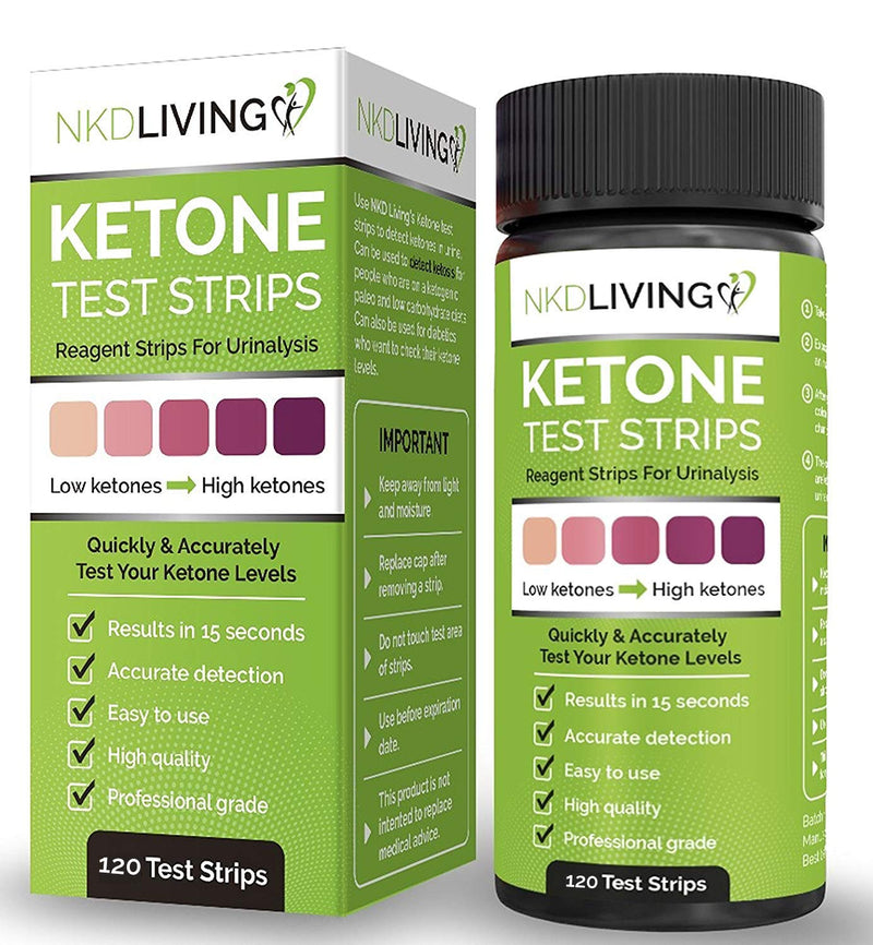 [Australia] - NKD Living Ketone Test Strips (120 Strips in 2 x 60 Keep Fresh Packs) Accurately Detect and Measure Your State of ketosis in Seconds. 