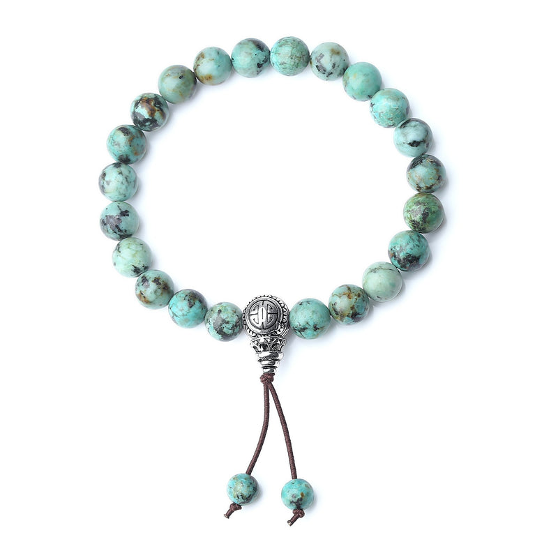 [Australia] - coai 925 Sterling Silver Blessing Bead Stone Bracelet African Turquoise 