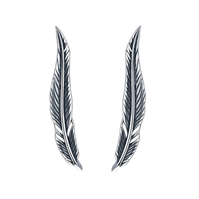 [Australia] - FarryDream Platinum Plated Big Dipper Crawler Earrings Cuff for Women Star Climber Earrings Wrap (Feather Climber) 