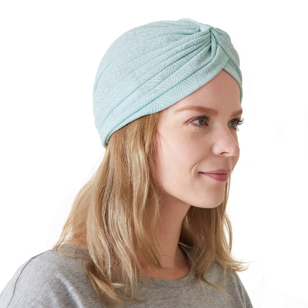 [Australia] - CHARM Womens Fortune Teller Turban - Pastel Fashion Afro Accessory Leaf Pattern Headwrap Green 