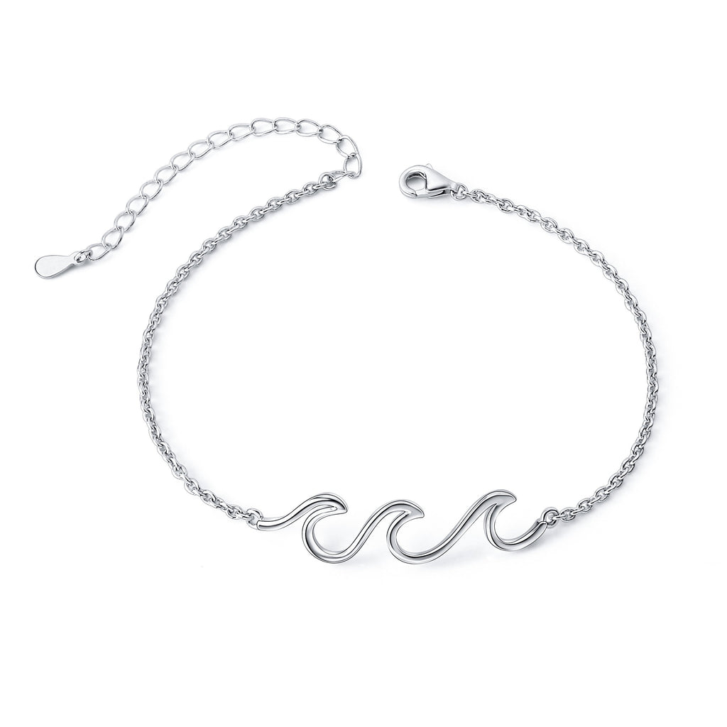 [Australia] - Flyow Dainty Travel Adjustable Bracelet for Women and Girls, 925 Sterling Silver Jewelry wave 