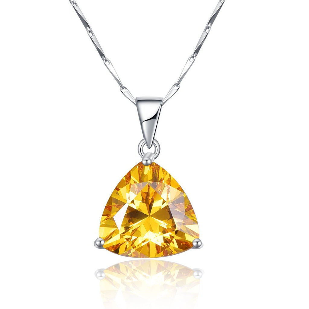 [Australia] - Bonlavie 10.1ct 925 Sterling Silver Triangle Shaped Birthstone Pendant Necklace for Women 18" Yellow 