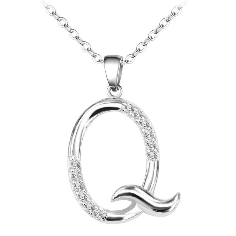 [Australia] - BiBeary Women elegant 925 Sterling Silver Zirconia Alphabet Letter A Love Valentine Necklace Q 