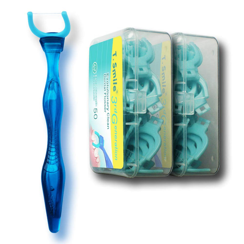 [Australia] - T.Smile 3rd Generation Dental Flosser 1 Handle + 100 Extra Strength Floss Heads, Evolutionary Clean(Pack of 1) 101 Count (Pack of 1) 