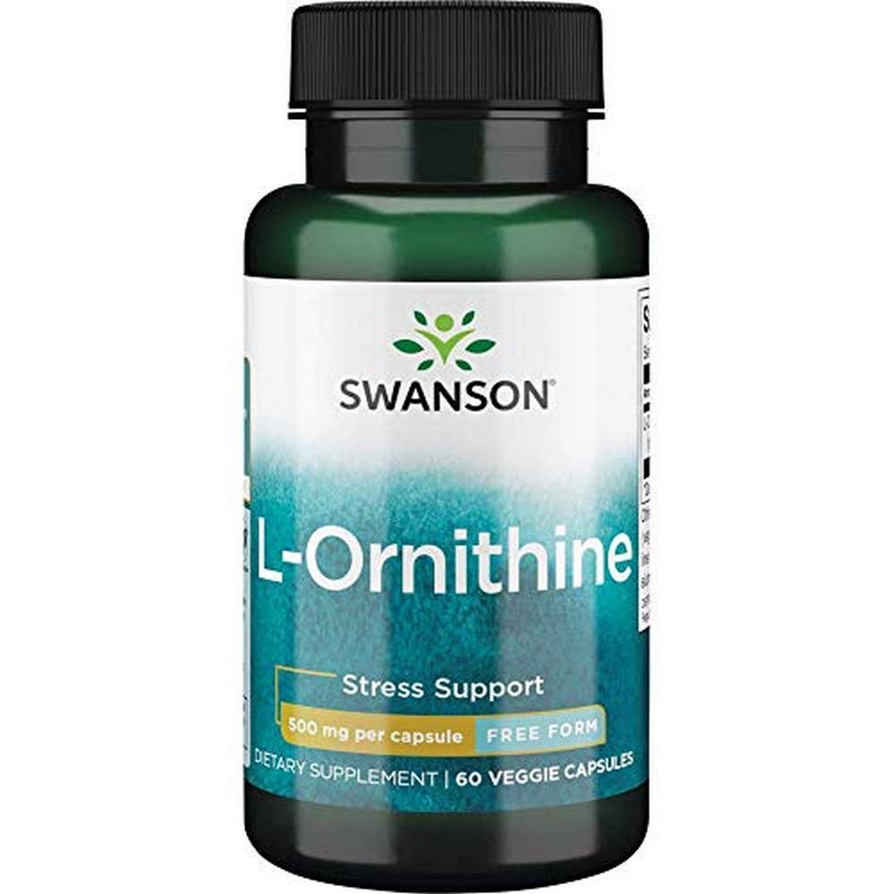 [Australia] - Swanson L-Ornithine Amino Acid 500mg, 60 Vegetarian Capsules, ITEM-RE-003828:UK-Label 
