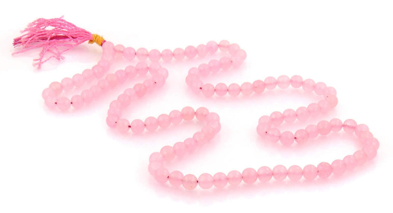 [Australia] - DHYANARSH 100% Natural & Certified Natural Rose Quartz Gemstone MALA/Necklace 8 MM 108+1 Beads Necklace-Blessed & Energized for Reiki,Meditation and Fashion JEWELLARY 
