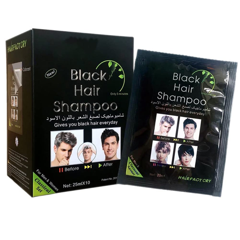 [Australia] - Instant Hair Dye for Men Women- Black Hair Shampoo -Black Color - Simple to Use - Last 30 days - Natural Ingredients 10 Count (Pack of 1) 
