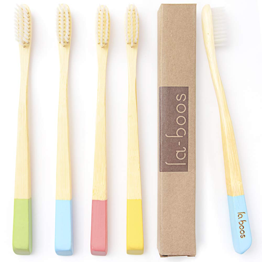 [Australia] - LaBoos Best Nature Manual Color bamboo Toothbrush, New Extra Soft Compact Bristle Toothbrush,Best Biodegradable Toothbrush For Gingivitis And Sensitive teeth. (4 PCS) 